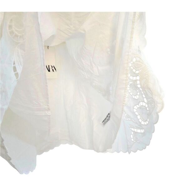 Zara NWT Cotton Eyelet Embroidered V-Neck  Mini Halter Dress Lined Size M - Picture 10 of 14
